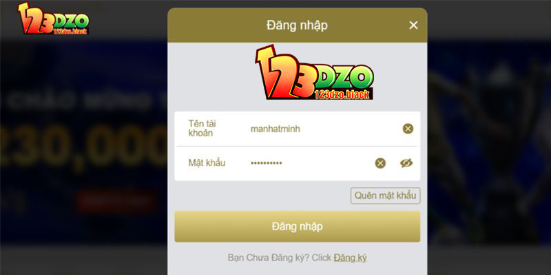 Thông tin đăng nhập 123DZO yêu cầu chính xác 100%